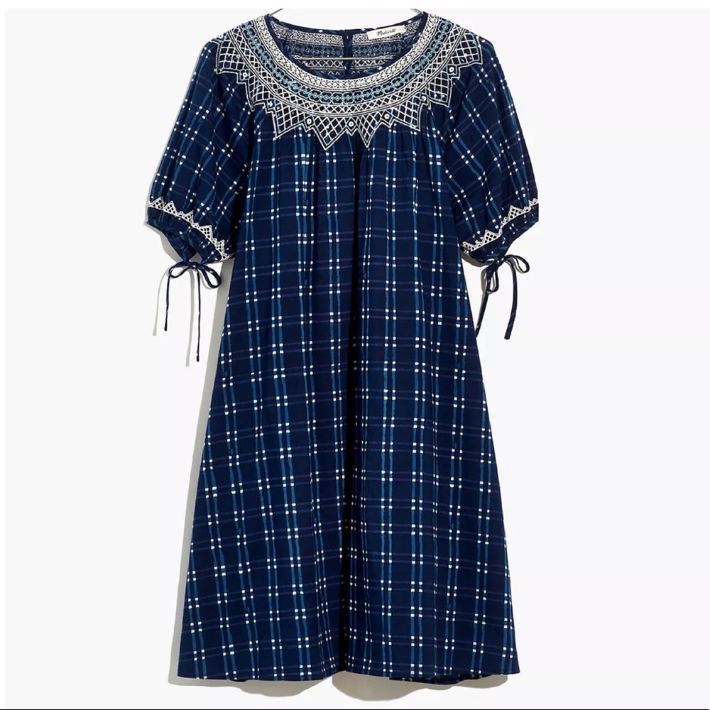 Madewell | Blue Embroidered Dress | Medium